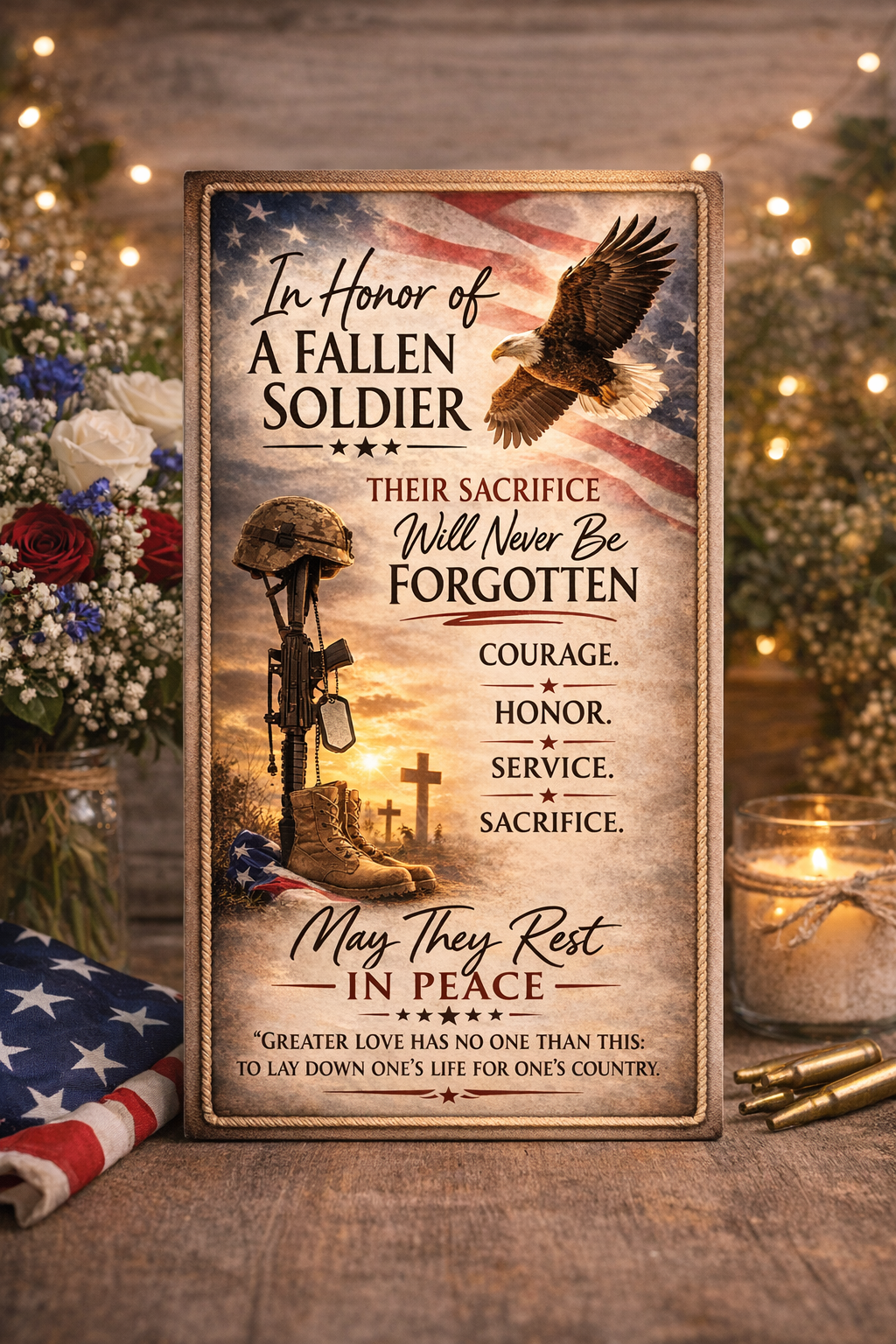 Fallen Soldier Memorial Sign patriotic