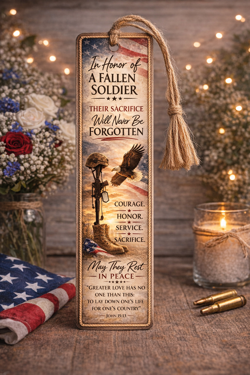 Fallen Soldier Bookmark rustic patriotic