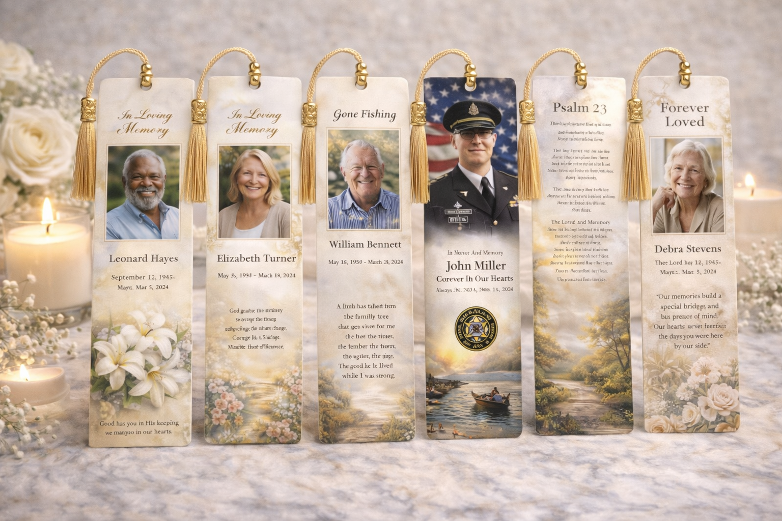 Aurex bi-fold memorial program on marble